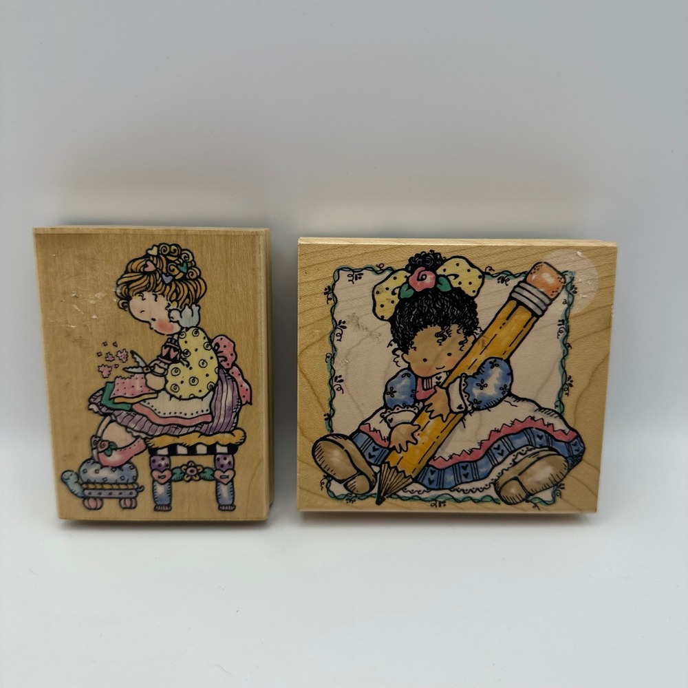 Penny Black Snips-n-Scraps 1119J Pencil Pal 1142K Wood Rubber Stamp Lot Vintage